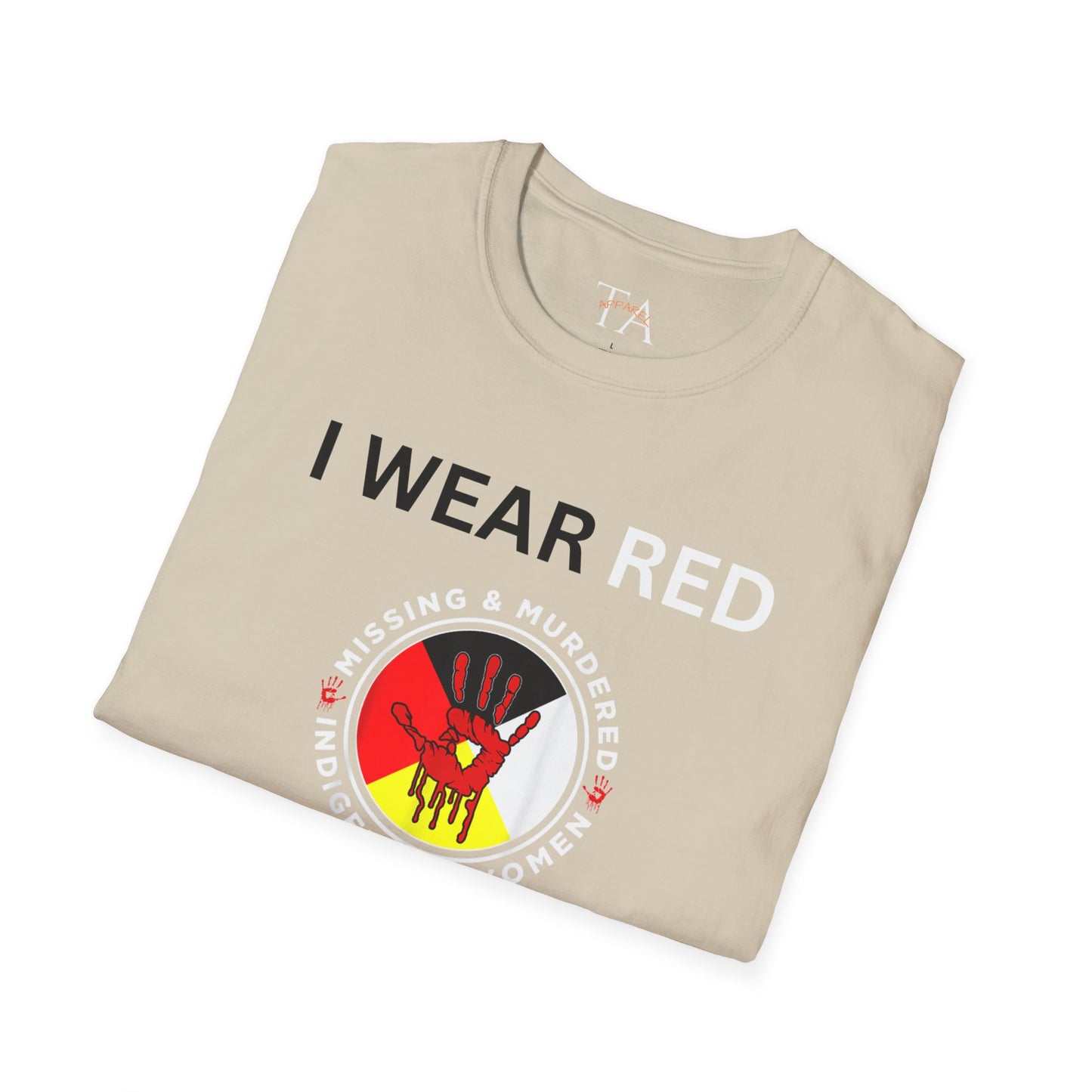MMIW Unisex Softstyle T-Shirt with 'I Wear Red - MMIW' Design | Awareness Apparel, Indigenous Rights, Casual Wear, Statement Clothing, Gift Idea