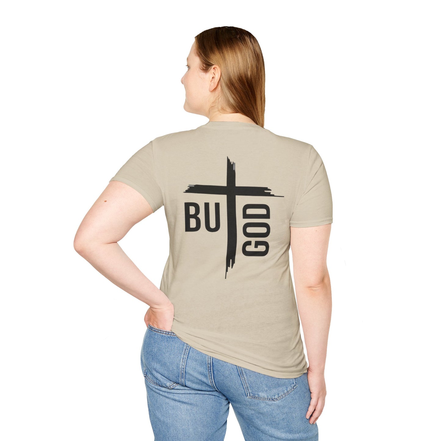 Faith Inspired Unisex Softstyle T-Shirt - 'BUT GOD' - Inspirational Gift for Believers