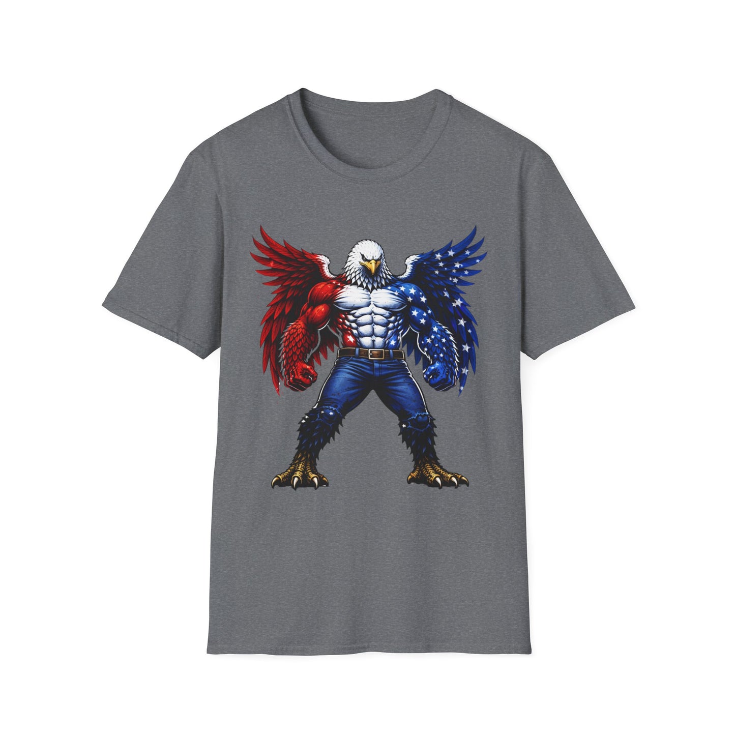 Birdmanzilla Patriotic Muscular Eagle T-Shirt | Red White Blue Winged Eagle Graphic
