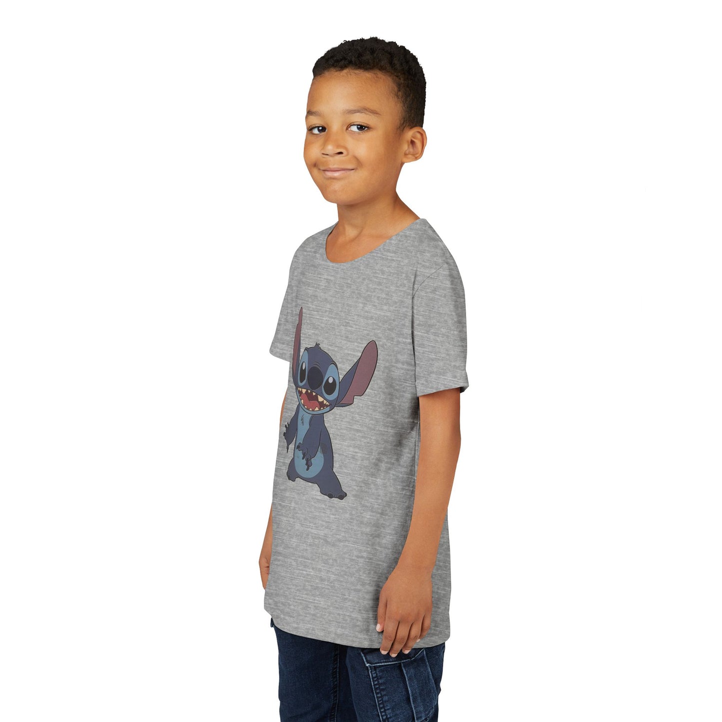 Kids Short Sleeve Tee with Stitch, Cute Kids Tee, Fun Gift for Boys & Girls, Birthday Gift, Summer Wear, Kids' Fashion