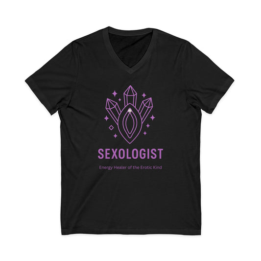 Sexologist V-Neck T-Shirt: Energy Healer of the Erotic Kind - Funny Graphic Tee