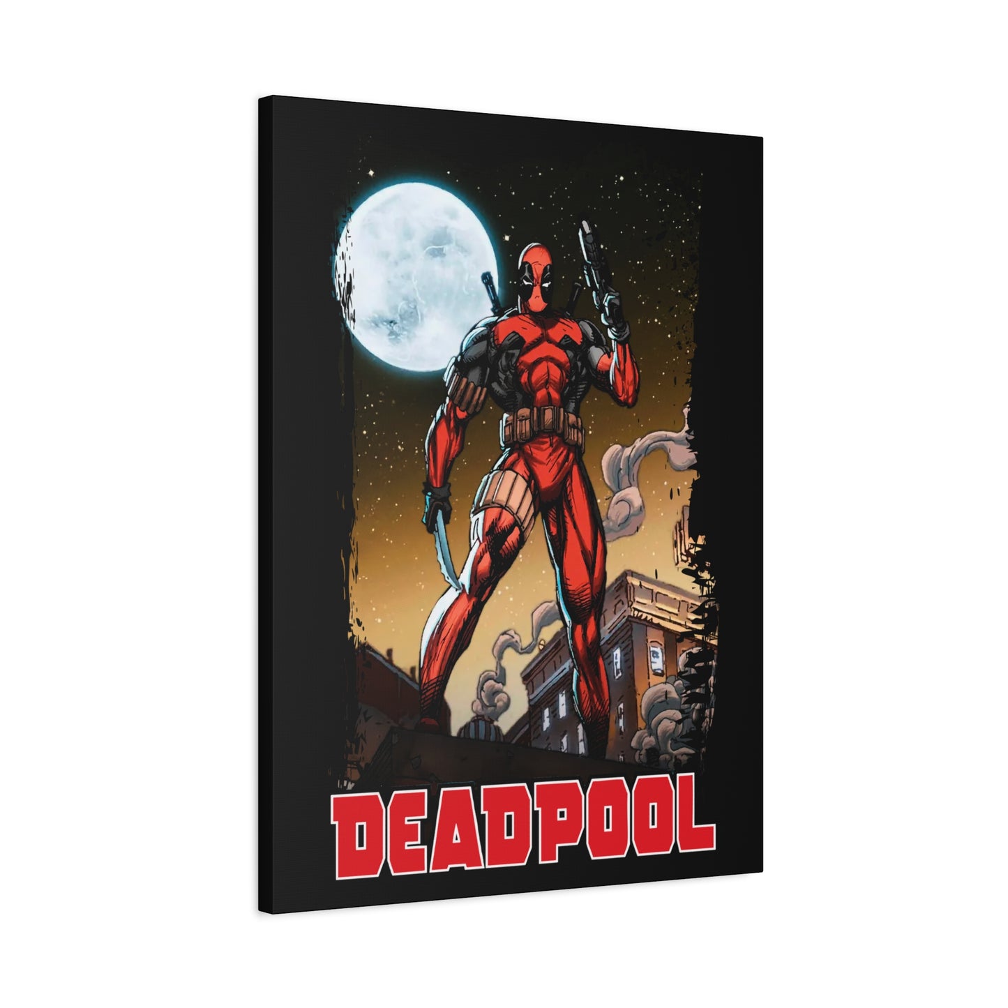 Comic Book Moonlight Rooftop Wall Art - Matte Canvas, Stretched, 1.25"