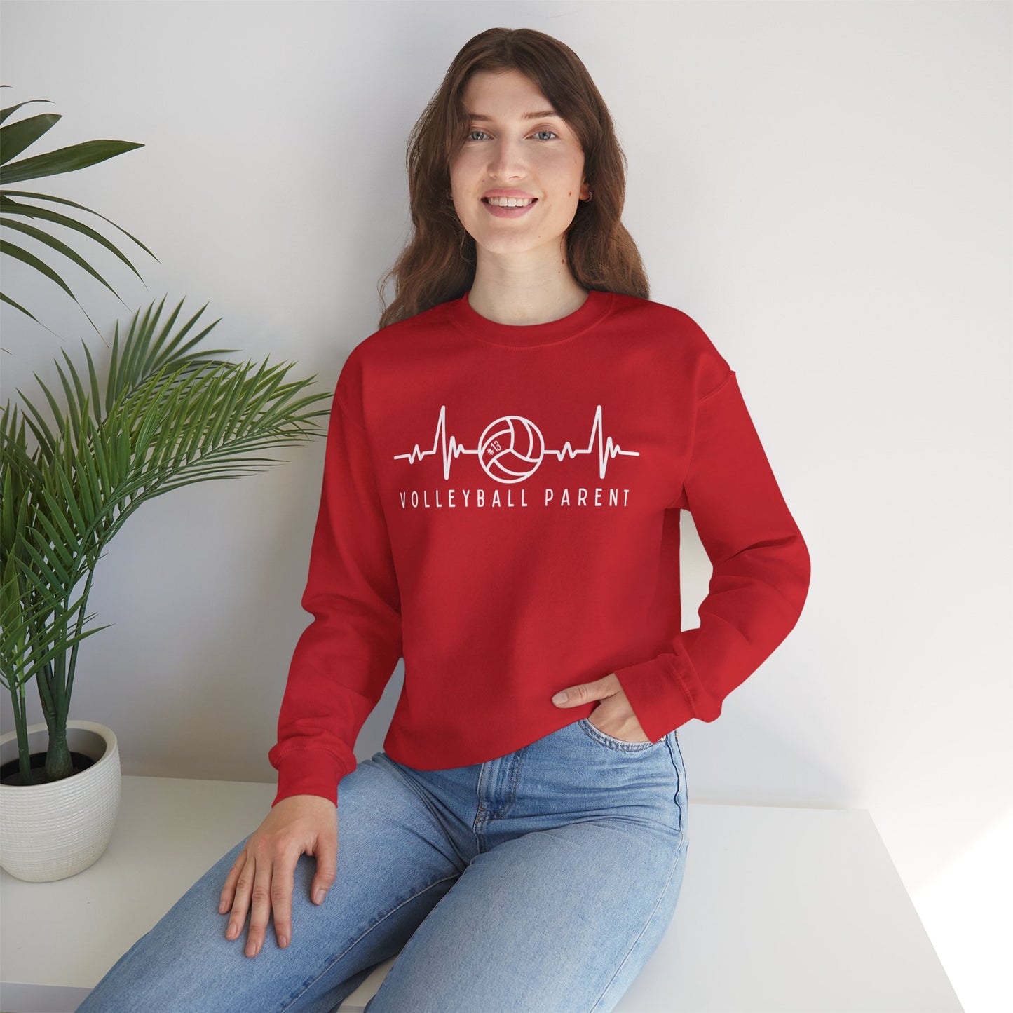 Volleyball Heartbeat Crewneck Sweatshirt #13, Quality Sweatshirt, Parent Gift, Volleyball Fan Apparel, Sports Lover Top