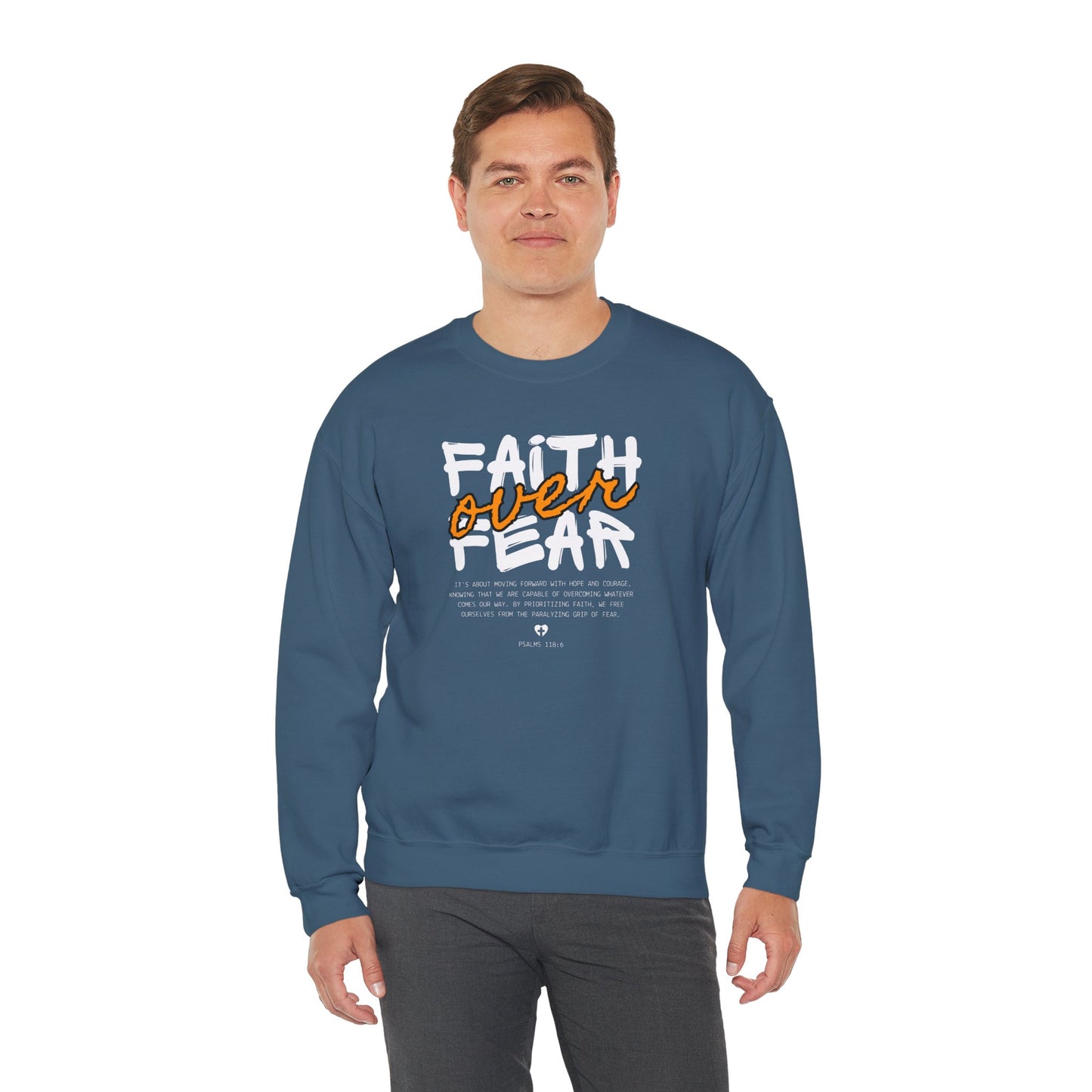 Faith Inspired Faith Over Fear Christian Sweatshirt, Inspirational Religious Apparel, Quality Design by My Son, Unisex Crewneck Jumper, Religious Gift,