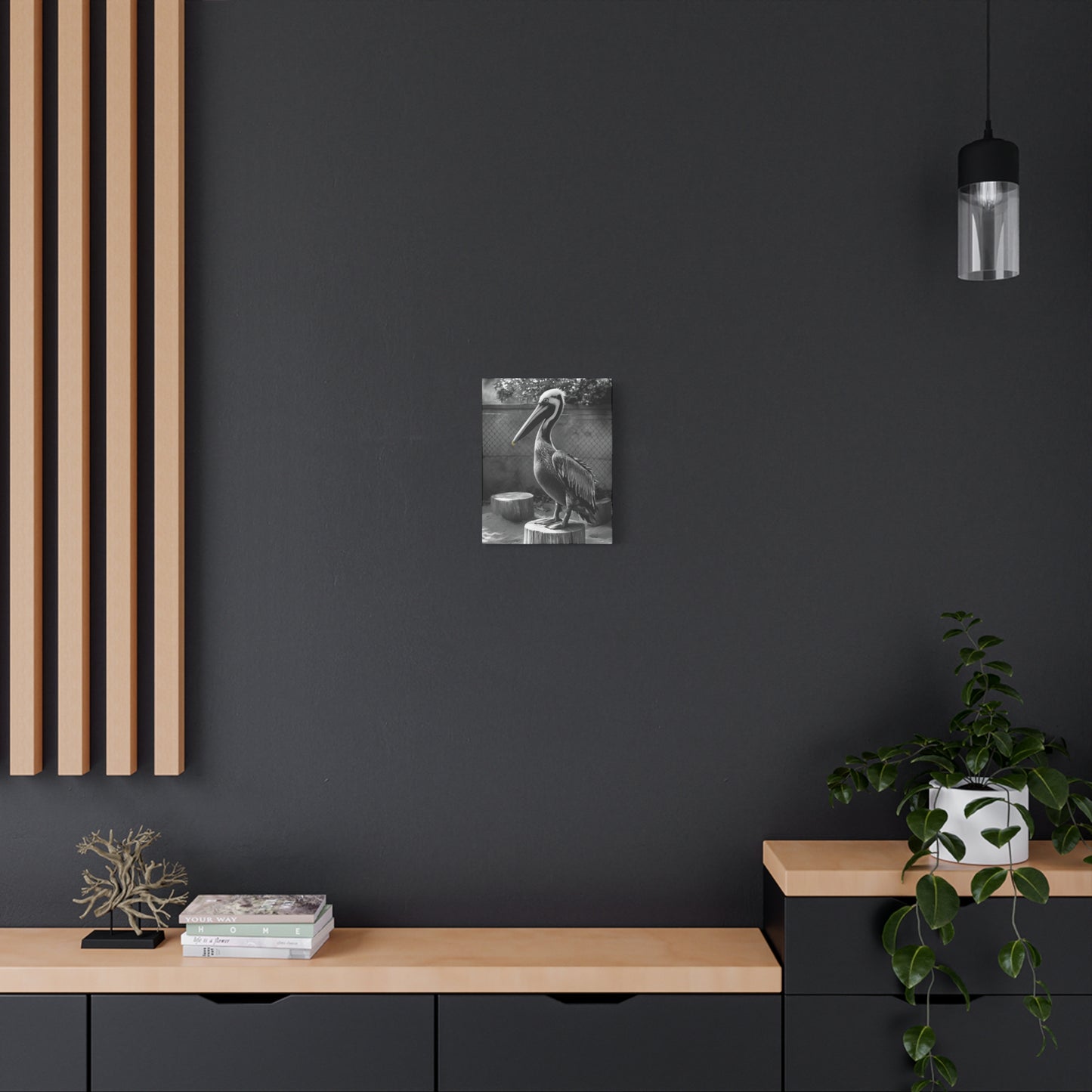 Serene Black and White Pelican Canvas Art