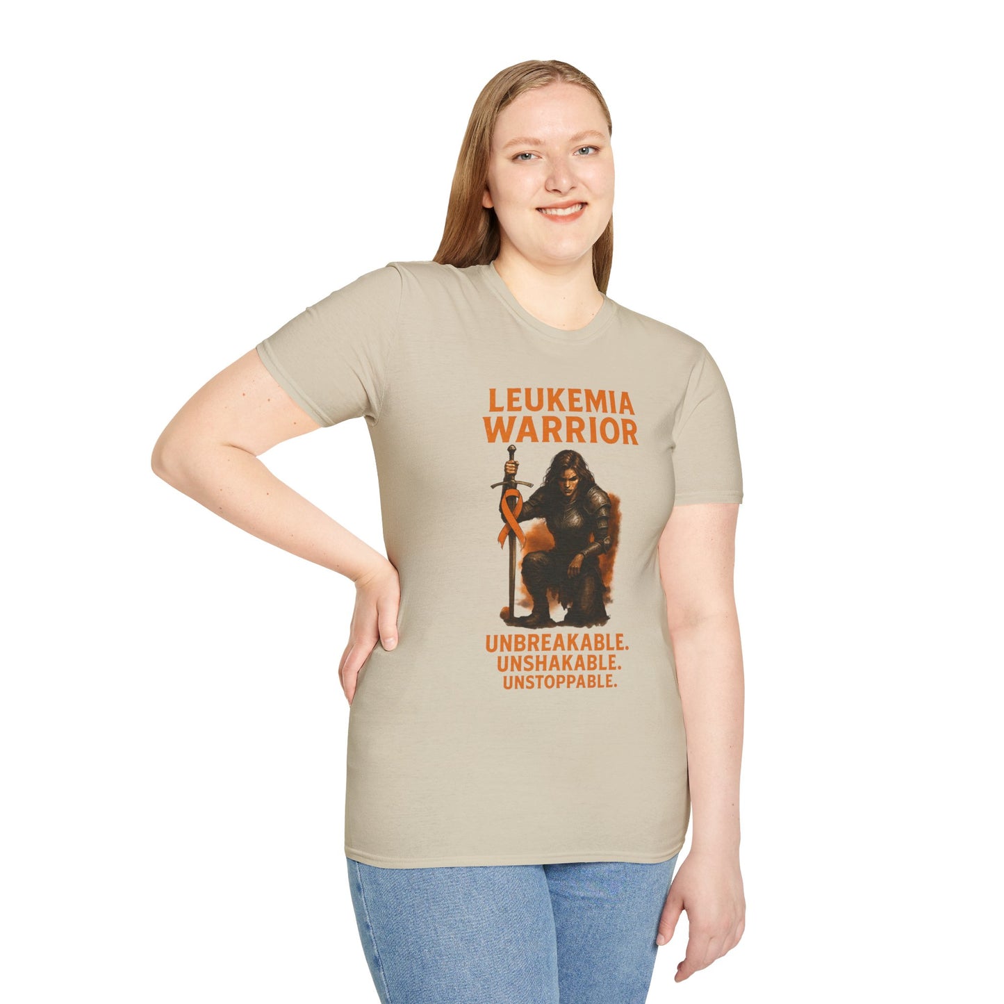 Leukemia Warrior T-Shirt - Unisex Softstyle Tee - Unbreakable, Unshakable, Unstoppable