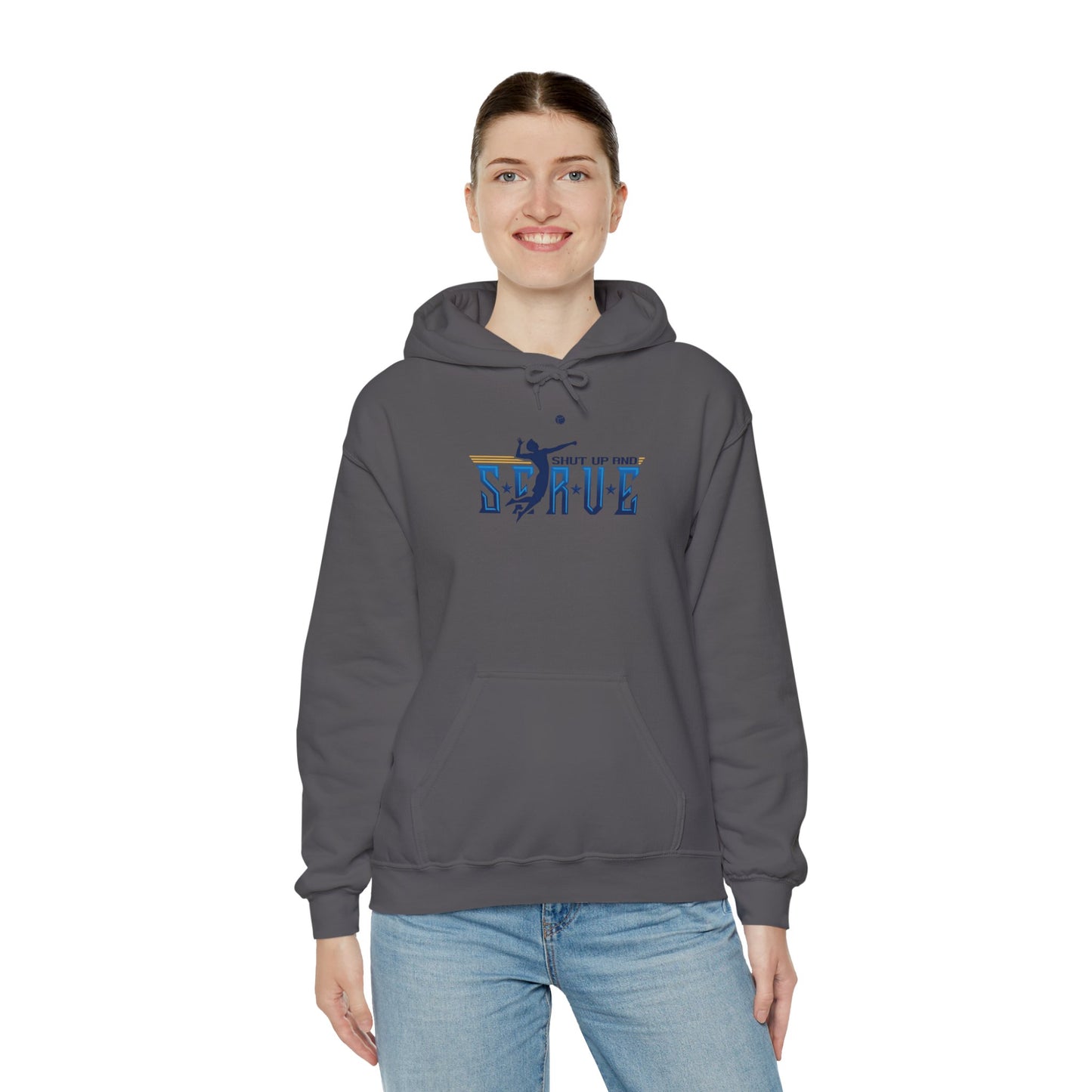 UPTIME Volleyball Hoodie with Serve Design, Unisex Sportswear, Perfect Gift for Athletes, Workout Gear, Cool Casual Wear, Back to School