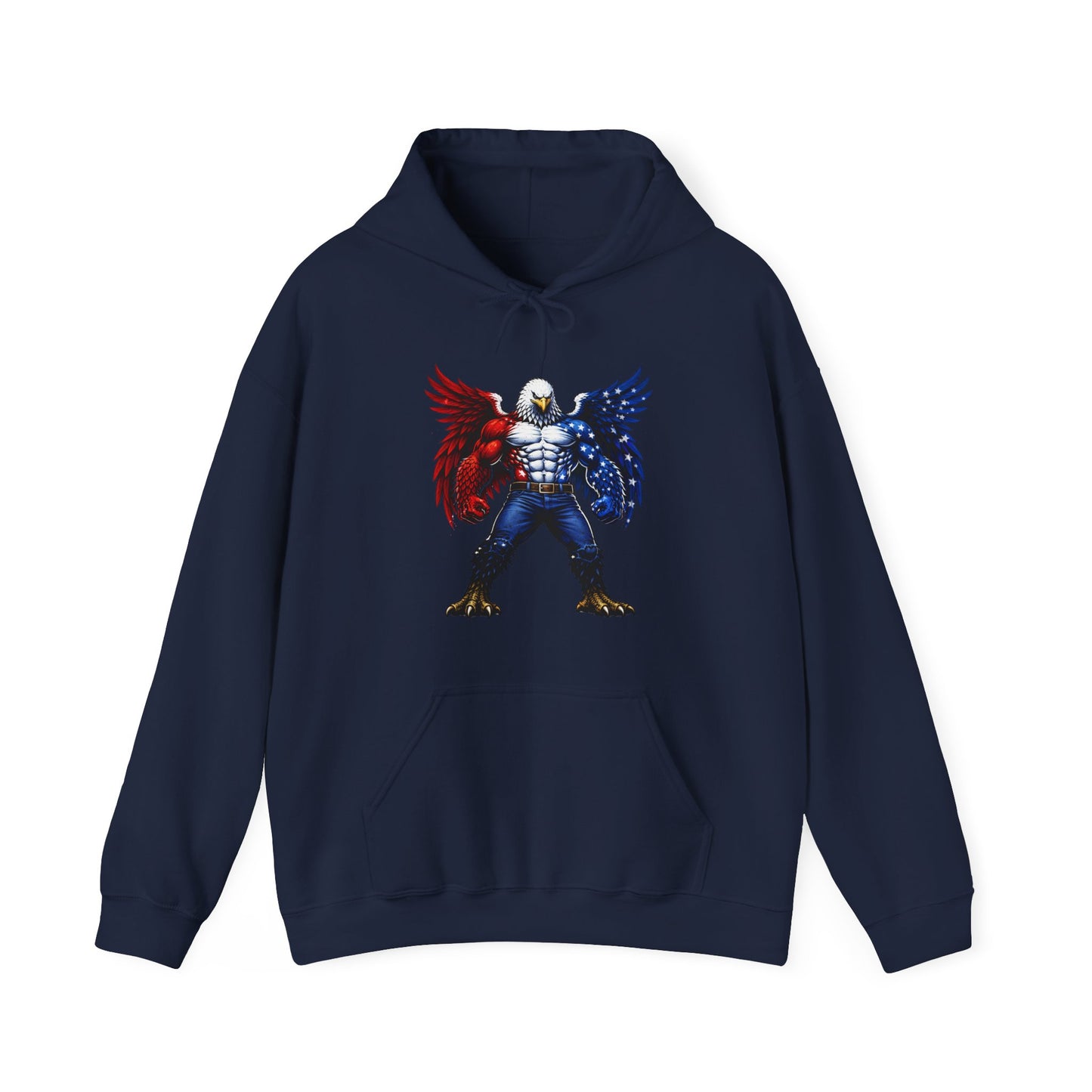 Birdmanzilla Patriotic Eagle Warrior Hoodie | American Flag Wings, Bald Eagle Graphic