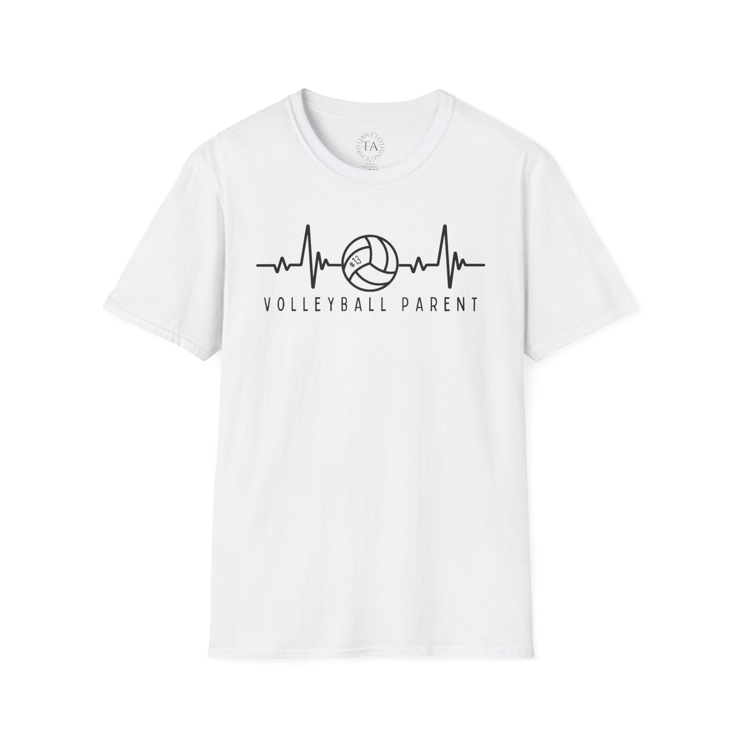Volleyball Parent Heartbeat T-Shirt Soft Cotton Tee Customizable for Sports Enthusiasts, Gifts for Moms & Dads, Team Spirit Apparel, Athletic Wear
