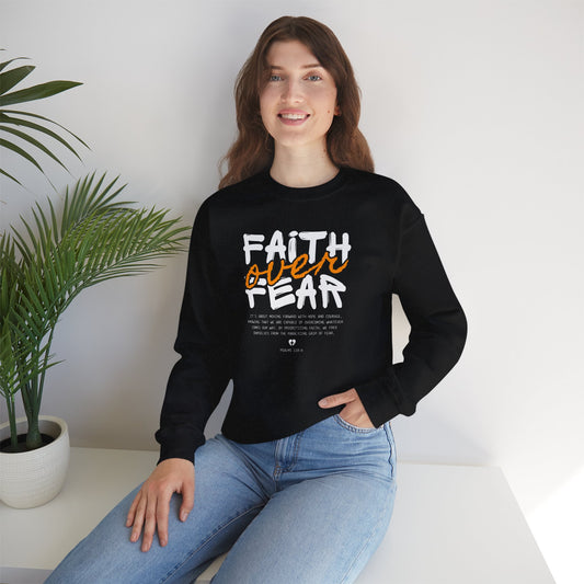 Faith Inspired Faith Over Fear Christian Sweatshirt, Inspirational Religious Apparel, Quality Design by My Son, Unisex Crewneck Jumper, Religious Gift,
