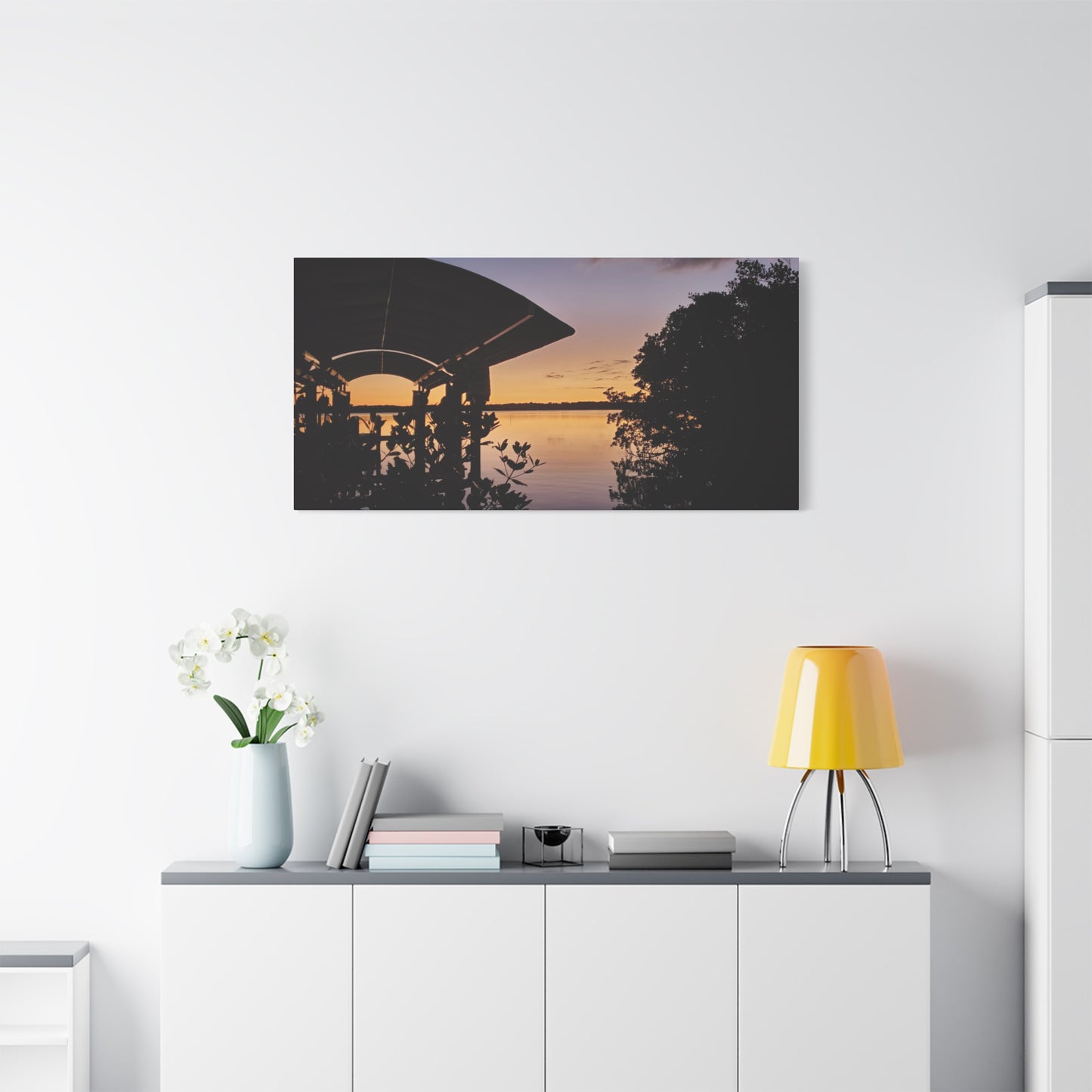 Serene and Vibrant Sunset on the River - Canvas Wal Art