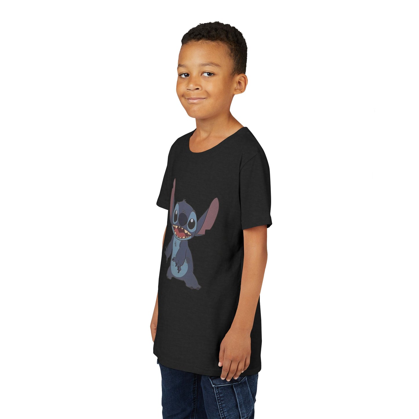 Kids Short Sleeve Tee with Stitch, Cute Kids Tee, Fun Gift for Boys & Girls, Birthday Gift, Summer Wear, Kids' Fashion