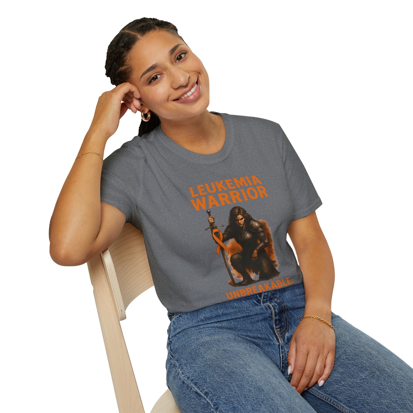 Leukemia Warrior T-Shirt - Unisex Softstyle Tee - Unbreakable, Unshakable, Unstoppable