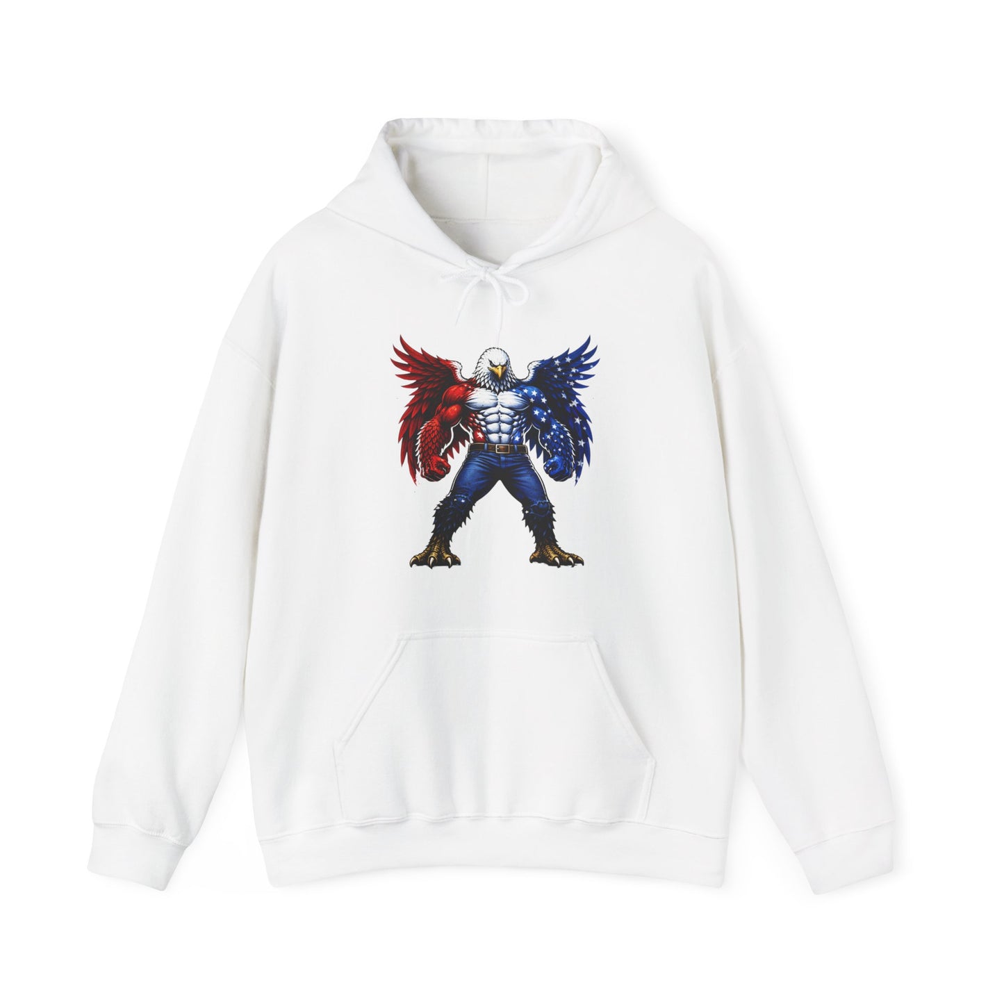 Birdmanzilla Patriotic Eagle Warrior Hoodie | American Flag Wings, Bald Eagle Graphic