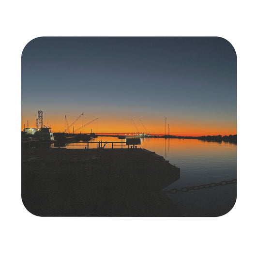 Sunset Harbor Mouse Pad — Calm Waterfront Desk Mat