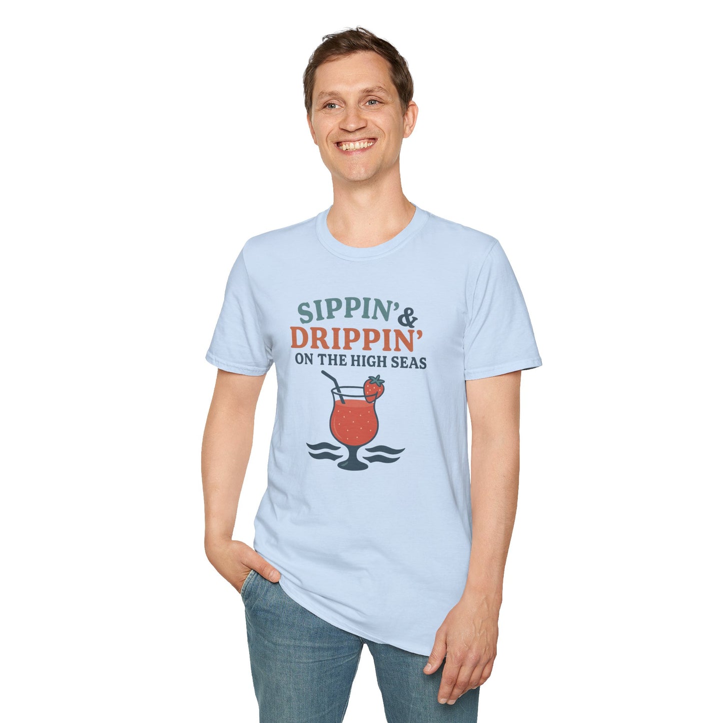 Nautical Cocktail T-Shirt - Sippin & Drippin Summer Vibes Beach Party Wear