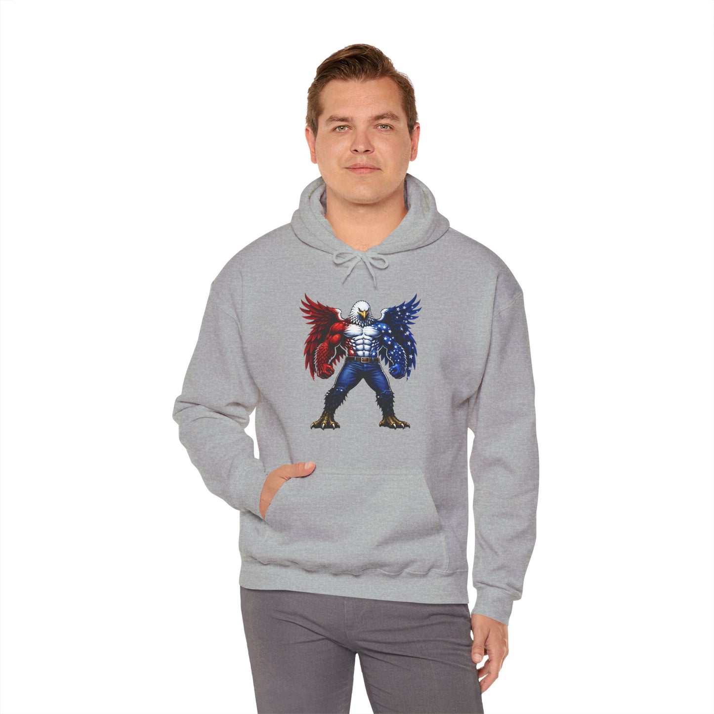 Birdmanzilla Patriotic Eagle Warrior Hoodie | American Flag Wings, Bald Eagle Graphic