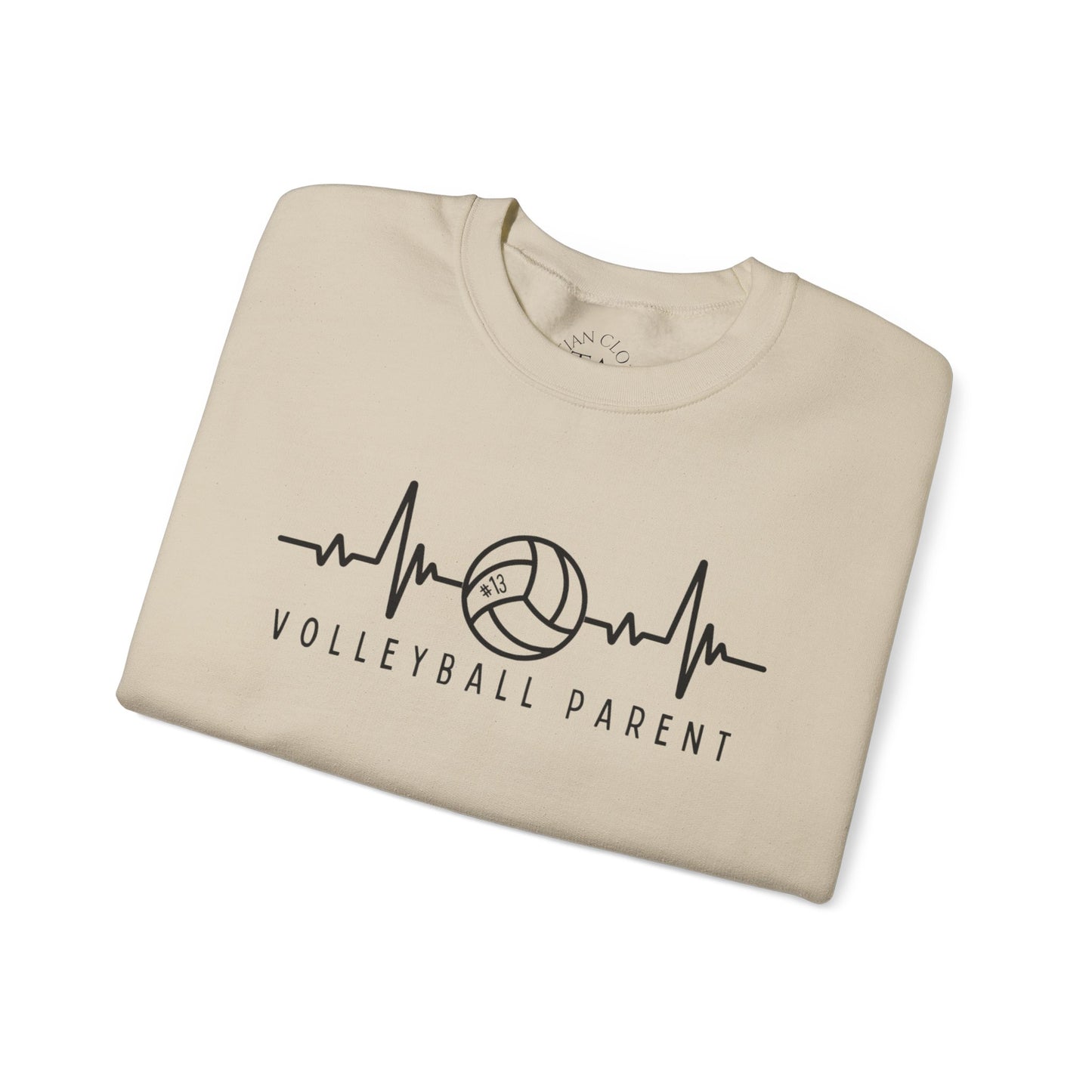 Volleyball Parent Heartbeat Sweatshirt Customizable, Cozy Gift for Sports Lovers, Perfect for Game Days, Unisex Crewneck, Soft and Stylish