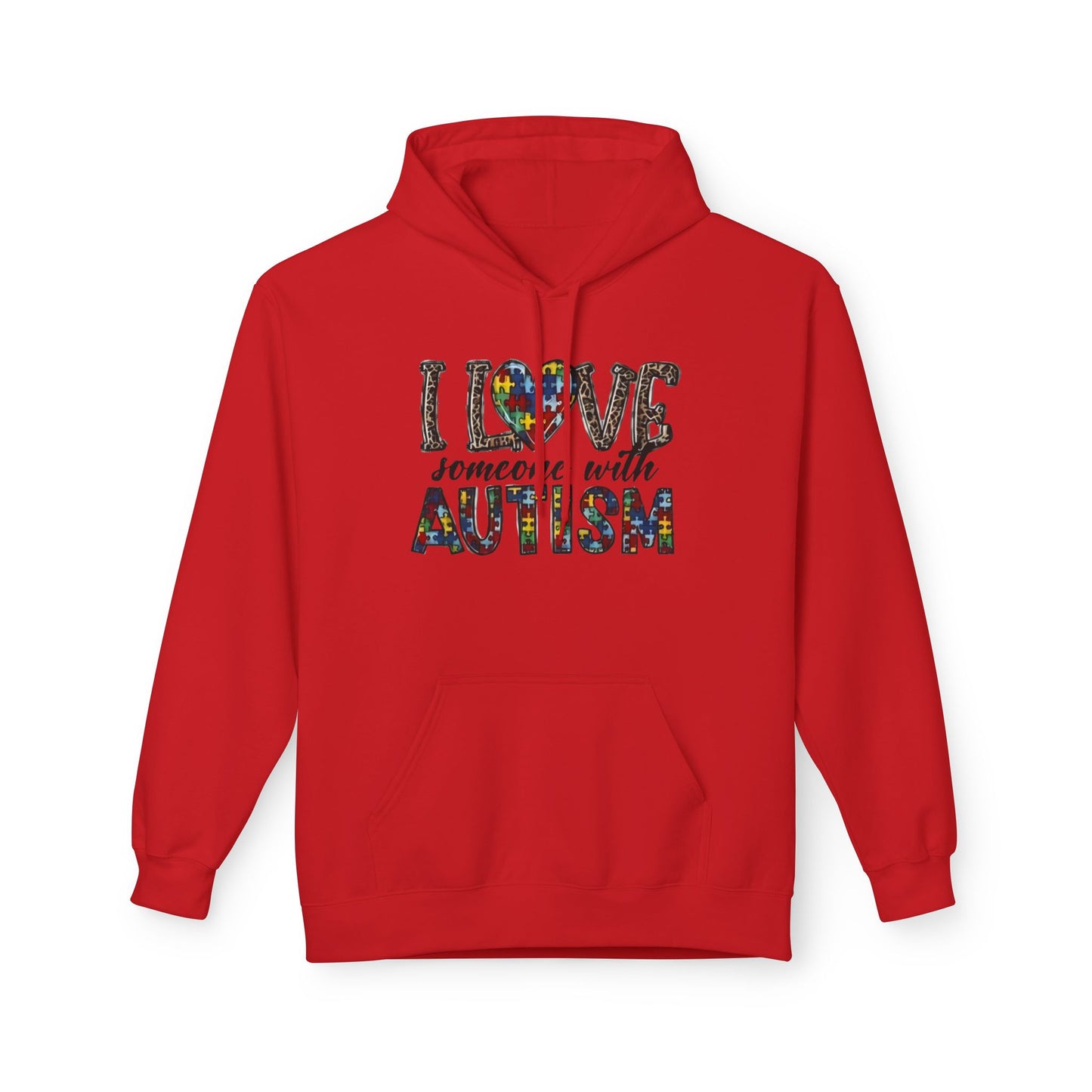 Autism Awareness Softstyle Hoodie - "I Love Someone With Autism" Puzzle Heart Design