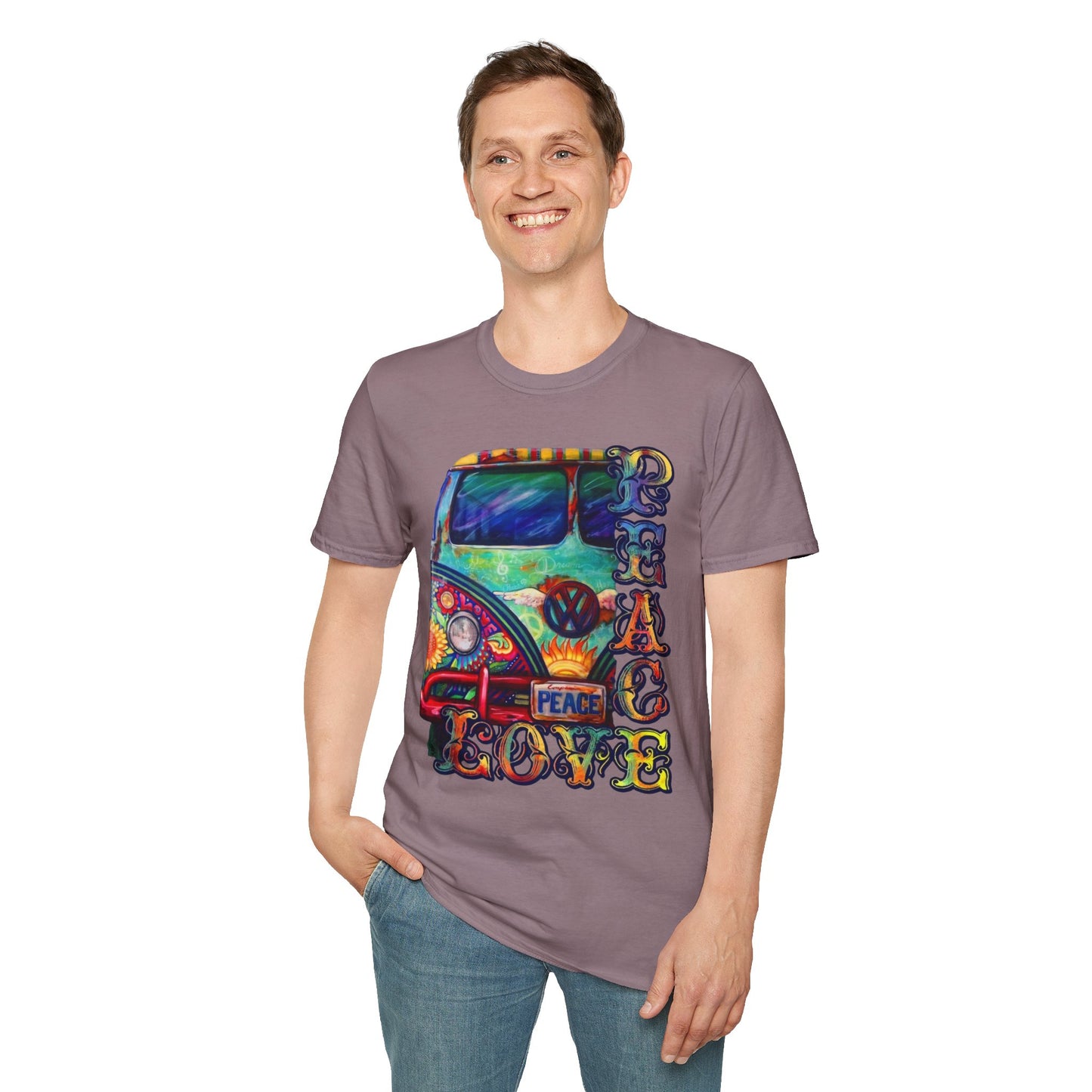 VW Groovy Peace & Love Retro Festival Shirt Tie-Dye T-Shirt