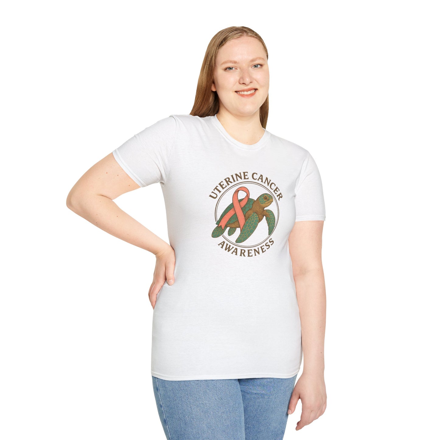 Uterine Cancer Awareness T-Shirt, Unisex Softstyle Tee, Supportive Apparel, Awareness Month Gift, Cancer Support Shirt, Birthday Gift