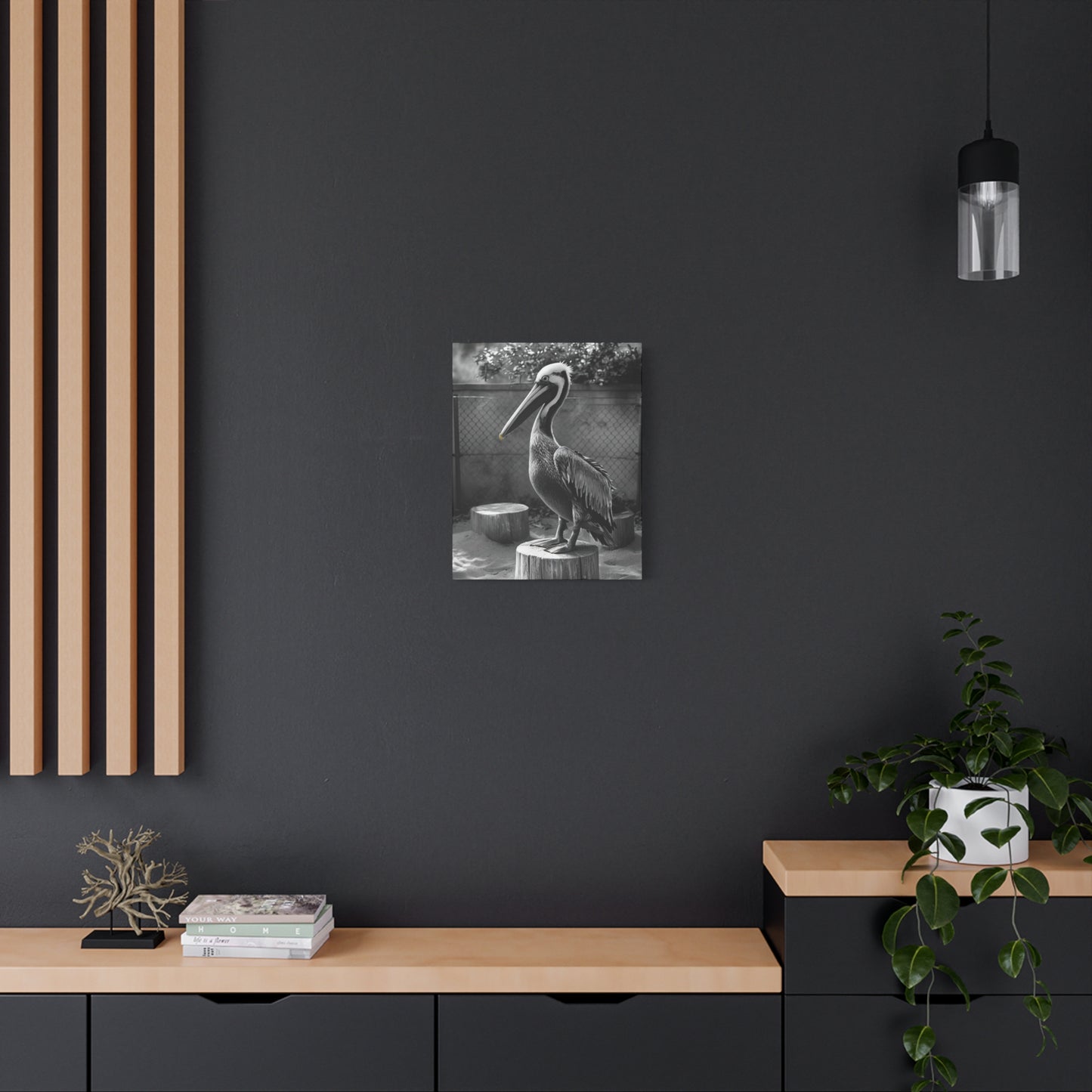Serene Black and White Pelican Canvas Art