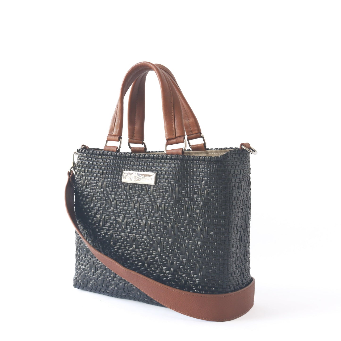 Tin Marin - All Black Medium Woven Crossbody Drawstring Bag