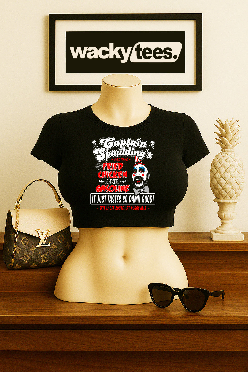 Captain Spauldings Fried Chicken and Gasoline Horror Graphic Tee Shirt
