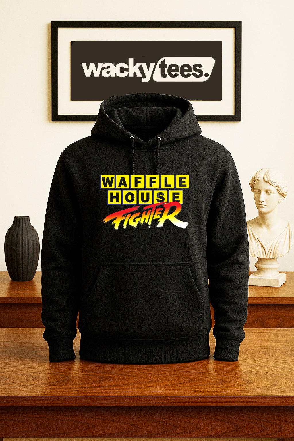 Waffle House Fighter Funny Fight Crew Graphic Tee Shirt