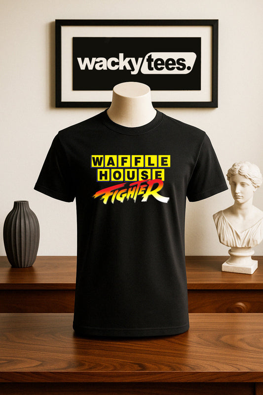 Waffle House Fighter Funny Fight Crew Graphic Tee Shirt