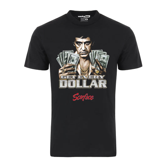 Scarface Tony Montana 80s Distressed Get Every Dollar Style Graphic Tee Shirt