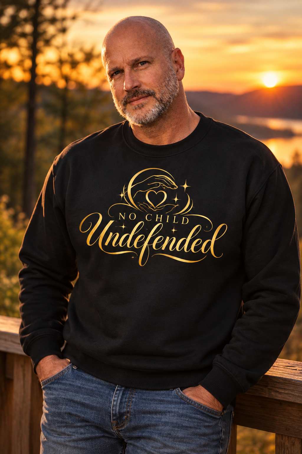 No Child Undefended Childhood Cancer Awareness Crewneck Sweatshirt | Gildan Softstyle