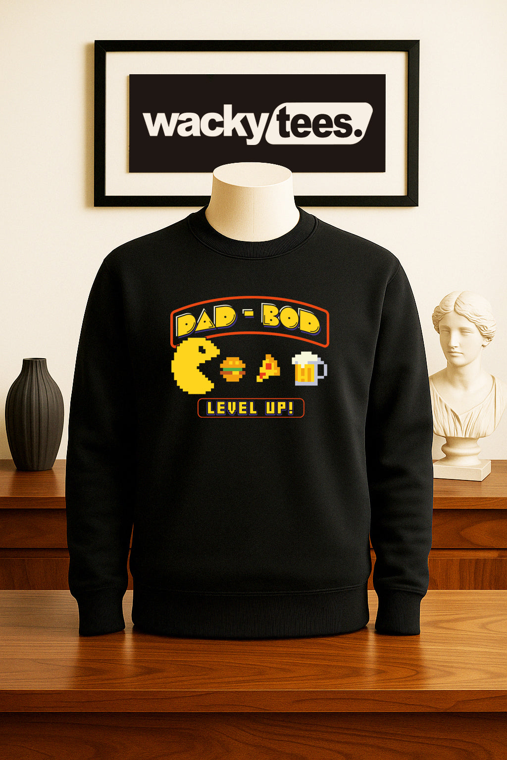 Dad Bod Pac Man 8bit Gaming Style Daddy Body Funny Graphic Tee Shirt