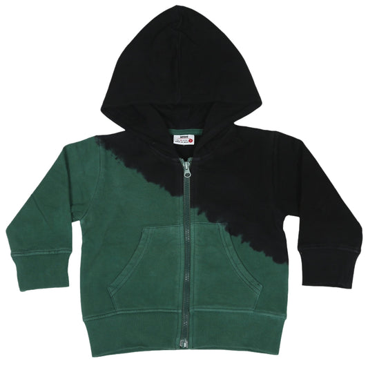 🖤Kids Diagonal Dip Dye Zip Hoodie - Black/Hunter