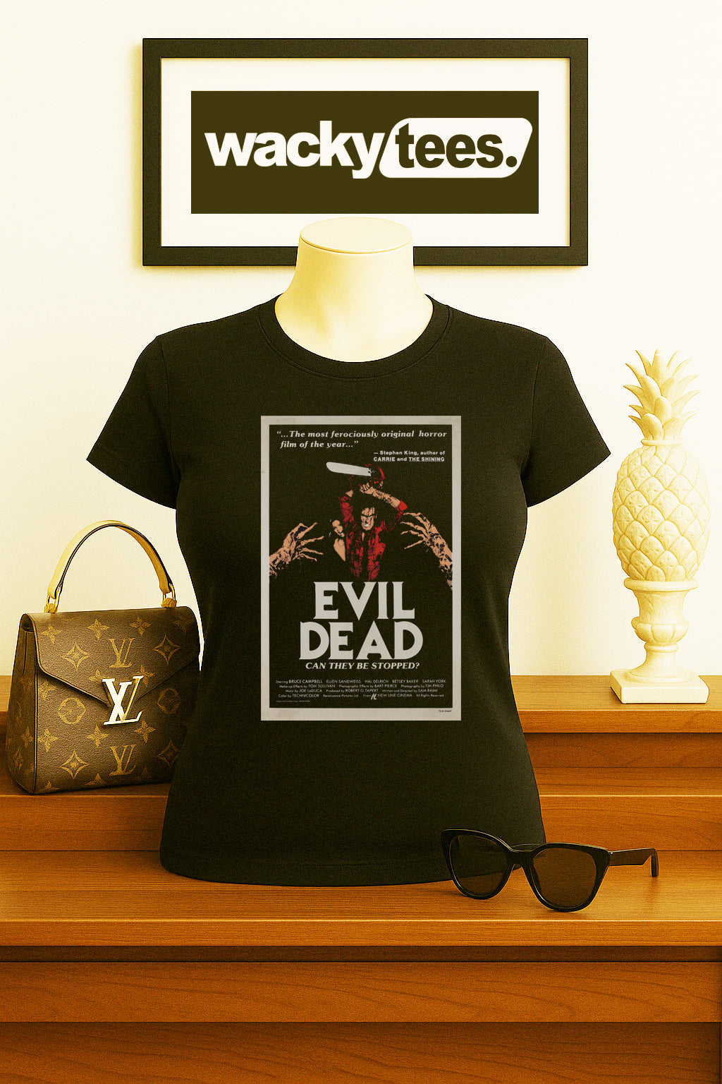 Evil Dead 1981 Can They Be Stopped Horror Poster Style Graphic Tee Shirt