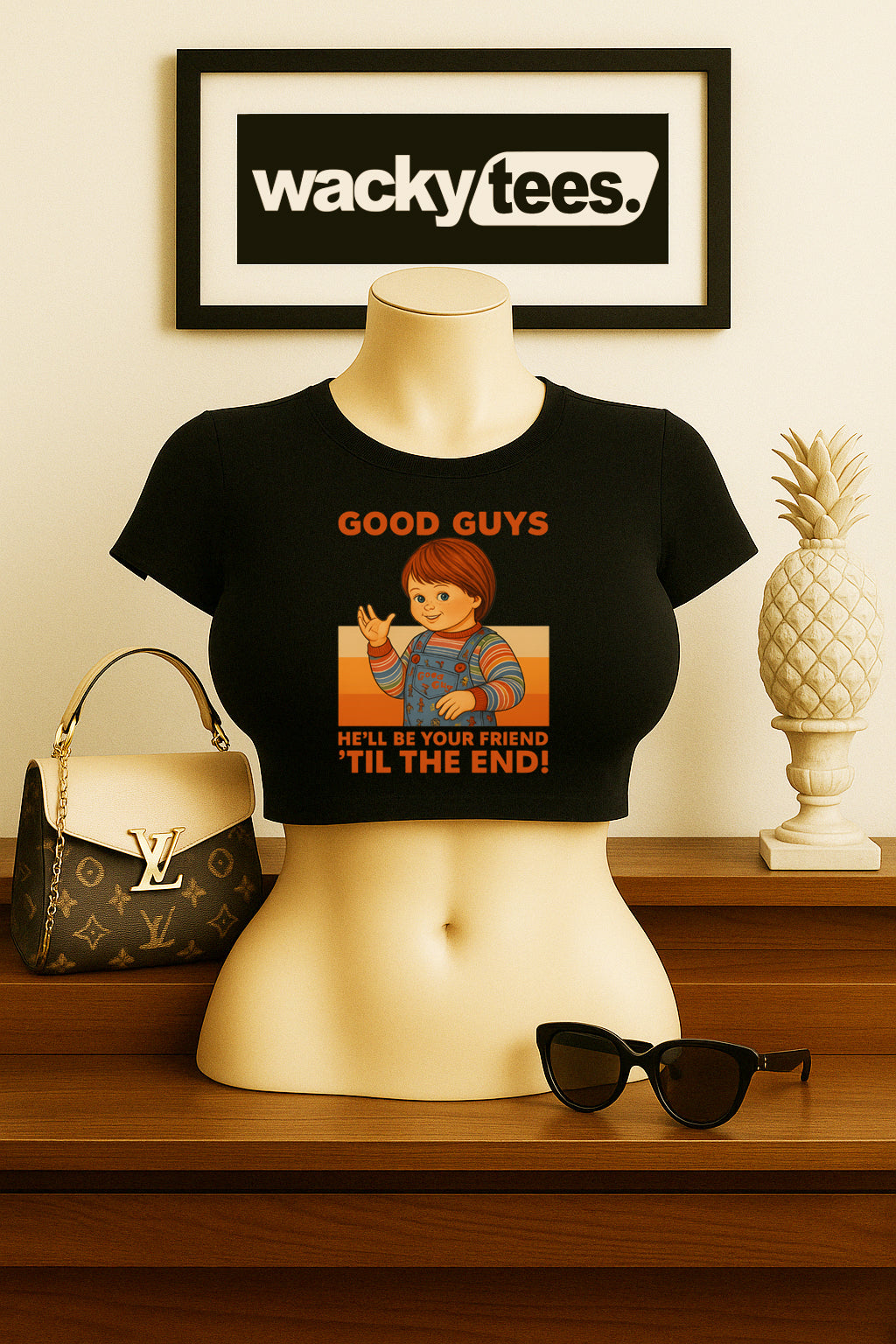 Good Guys Friend To End Black Horror Terror Halloween Graphic Tee Shirt