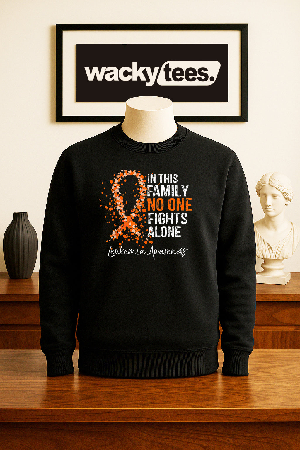 In This Family Nobody Fights Alone Leukemia Cancer Awareness  Graphic Tee Shirt
