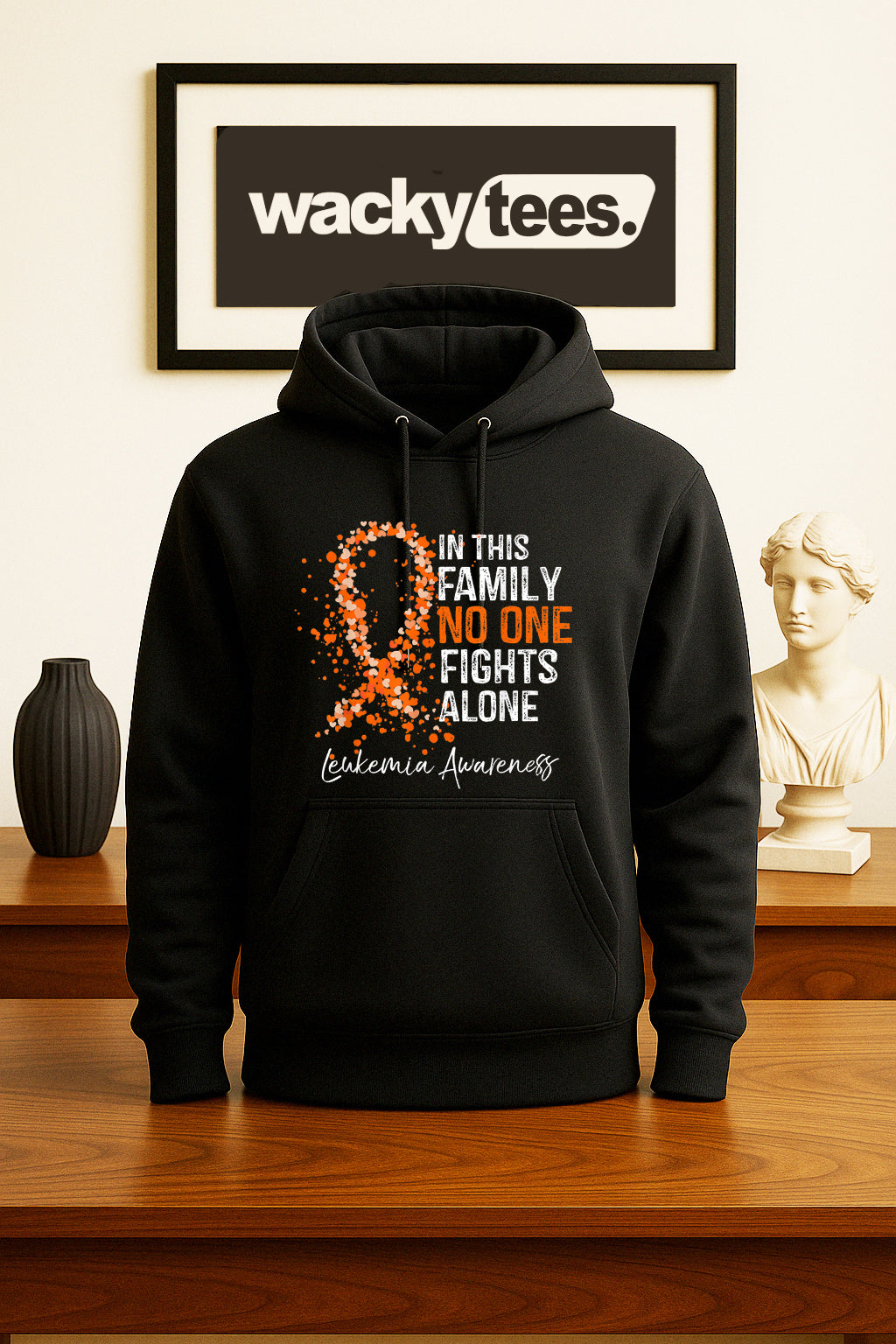 In This Family Nobody Fights Alone Leukemia Cancer Awareness  Graphic Tee Shirt