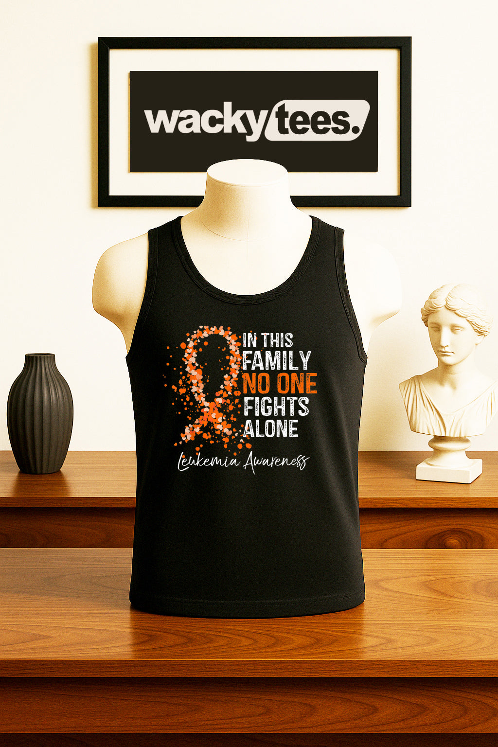 In This Family Nobody Fights Alone Leukemia Cancer Awareness  Graphic Tee Shirt