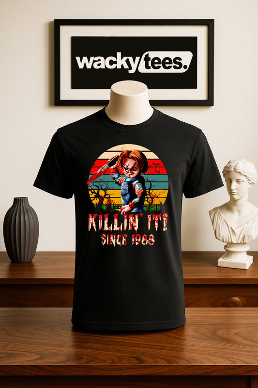 Killin It Since 88 Chucky Childs Play Horror Terror Halloween Graphic Tee Shirt