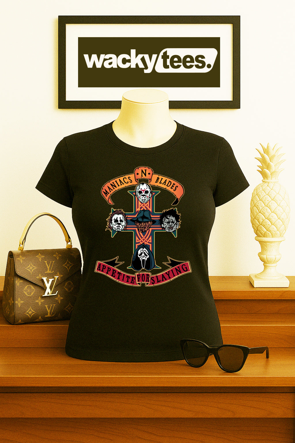 Maniacs N Blades Appetite For Slaying Horror Terror Halloween Graphic Tee Shirt