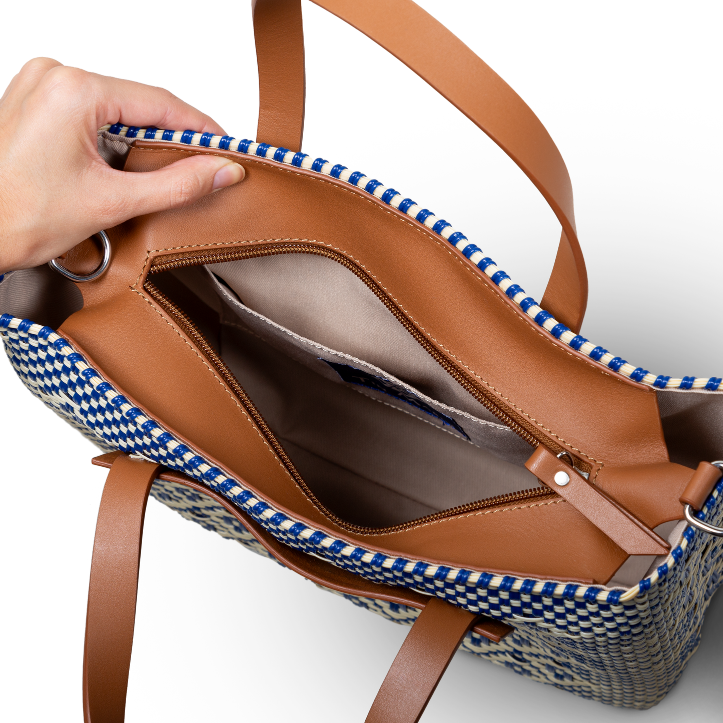 Tin Marin - Mixte Large Woven Crossbody Bag - Tan Leather