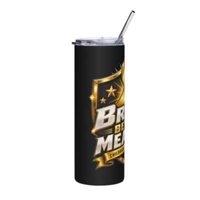 Childhood Cancer Awareness Brave Beyond Measure 20oz Skinny Tumbler Gold Ribbon Sublimation Tumbler