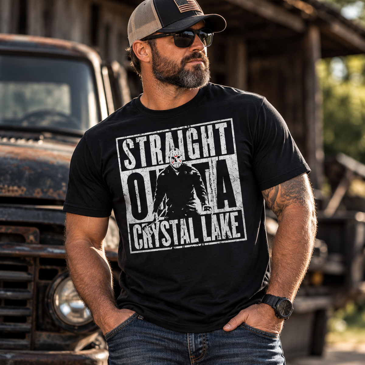 Straight Outta Crystal Lake Horror T-Shirt | Bella+Canvas 3001 Unisex Tee